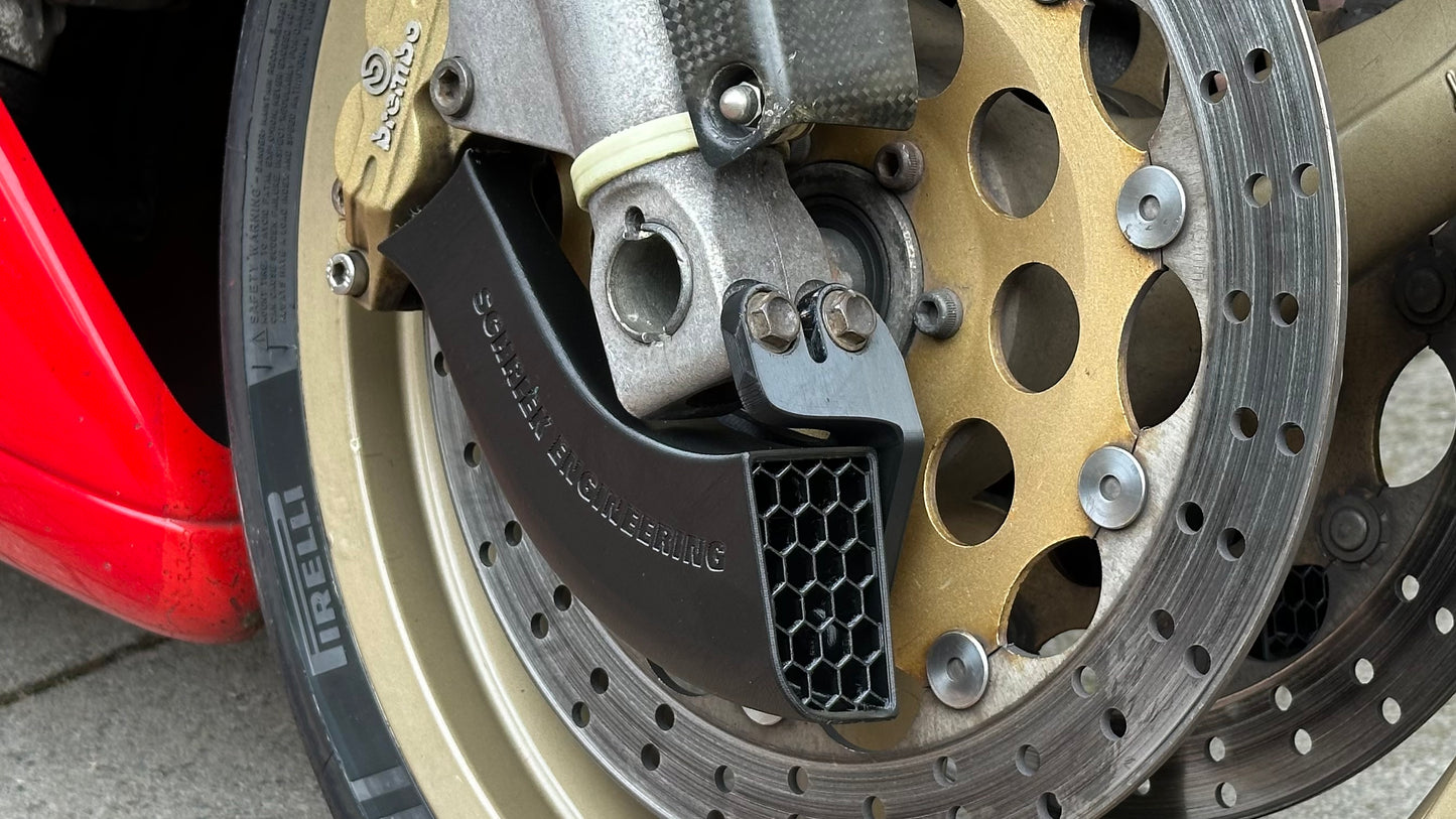 Front brake cooling duct for Ducati motorcycles with axial mounted brake calipers