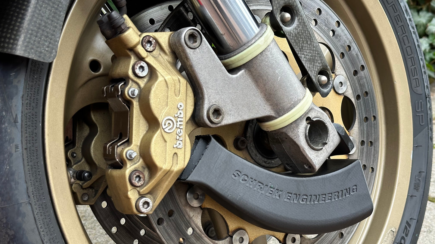 Front brake cooling duct for Ducati motorcycles with axial mounted brake calipers