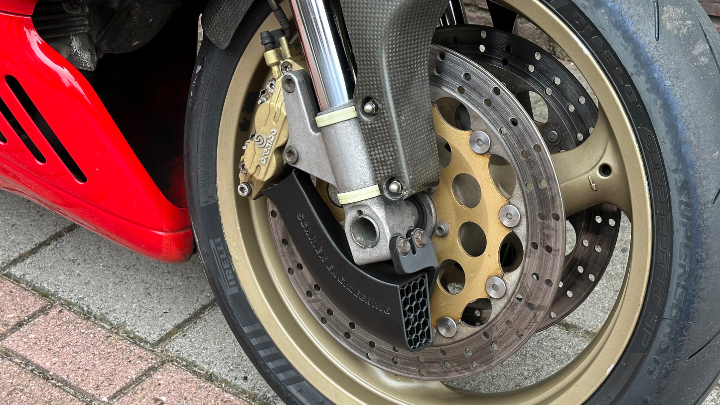 Front brake cooling duct for Ducati motorcycles with axial mounted brake calipers